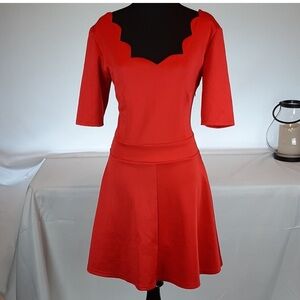 NWT TENGO red fit & flair dress Size S